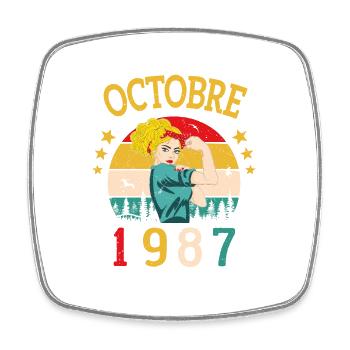 Octobre 1987 Anniversaire Vintage Idée Cadeau - Magnet carré - blanc - Devant