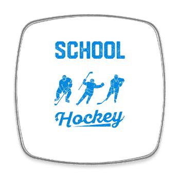 School is important, but hockey is more important - Square fridge magnet - white - Front