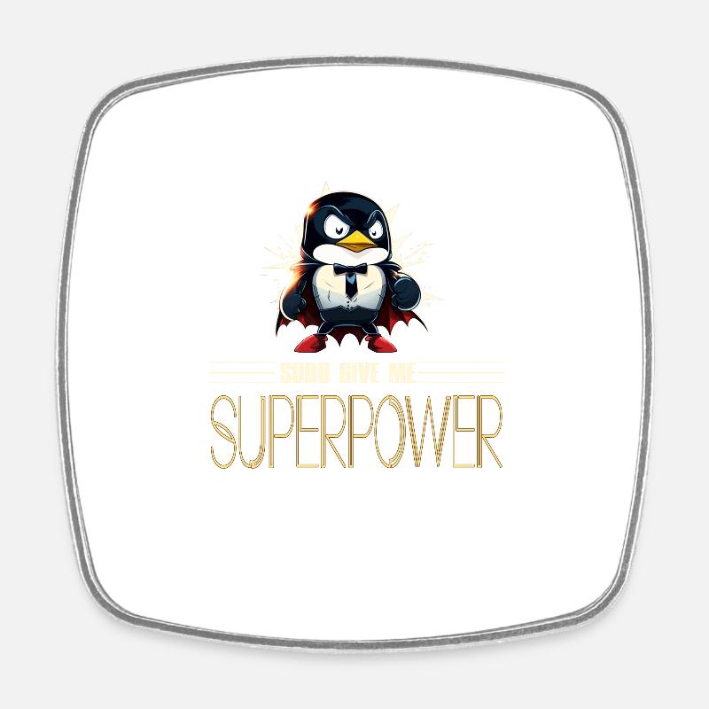 Linux Tux with Sudo Superpower Super-Penguin - Viereckiger Kühlschrankmagnet - Weiß