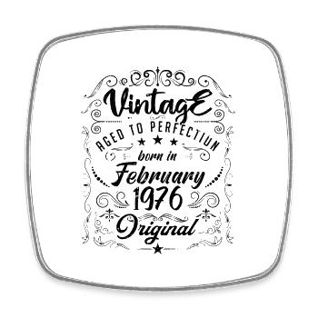 Vintage Né(e) en Février 1976 anniversaire février - Magnet carré - blanc - Devant