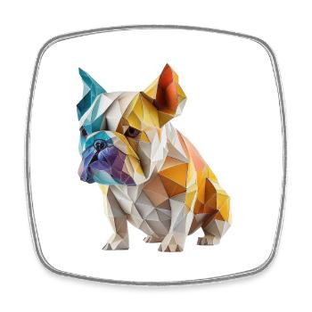 Moderne Farbenfrohe Origami Bulldog Hund - Viereckiger Kühlschrankmagnet - Weiß - Vorne