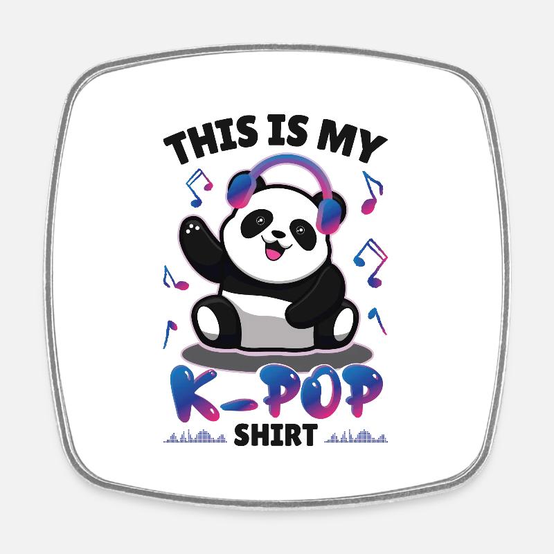 Panda K-Pop - Magnet carré - blanc