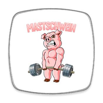 Mastschwein Bodybuilding Fitness Gym - Viereckiger Kühlschrankmagnet - Weiß - Vorne