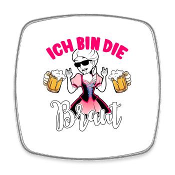 JGA Outfit Braut T-Shirt Junggesellinnenabschied - Viereckiger Kühlschrankmagnet - Weiß - Vorne