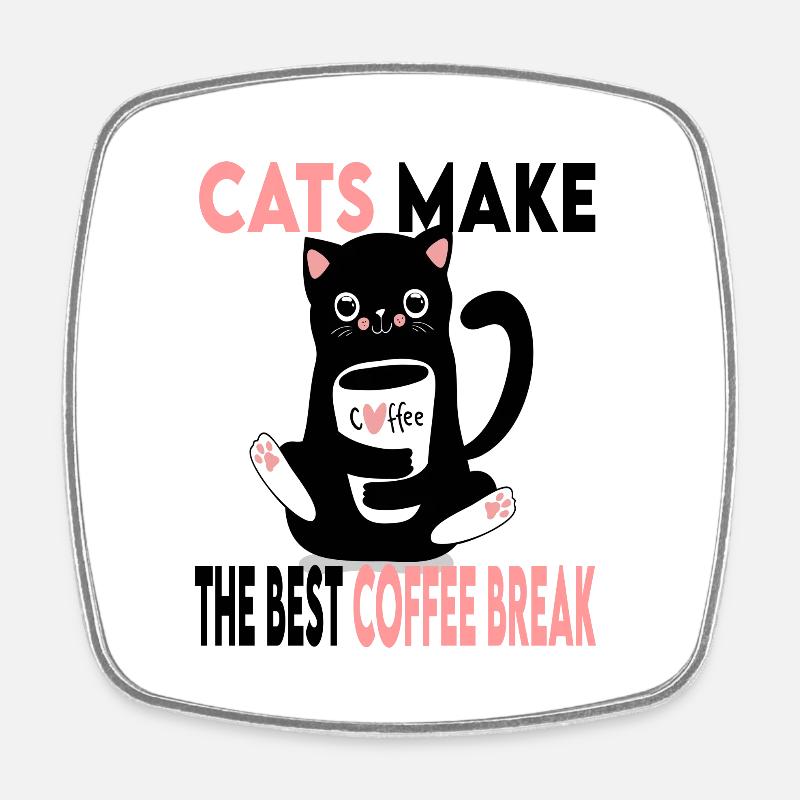 cats make the best coffee break - Square fridge magnet - white