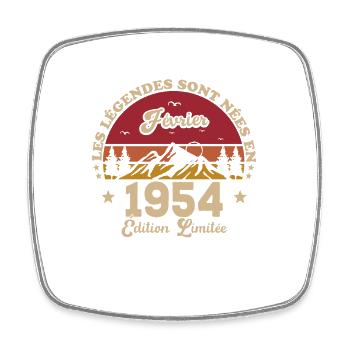 Les Légendes Sont Nées En Février 1954 - Magnet carré - blanc - Devant