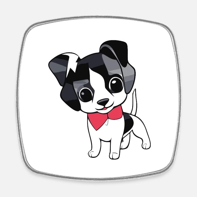 Cute Beautiful Chibi Dog - Square fridge magnet - white