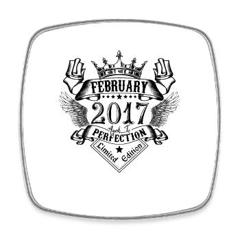 Vintage Février 2017 Février 2017 né en Février - Magnet carré - blanc - Devant