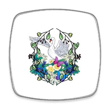 Début du printemps Cygne Faune Nature Oiseaux - Magnet carré - blanc - Devant