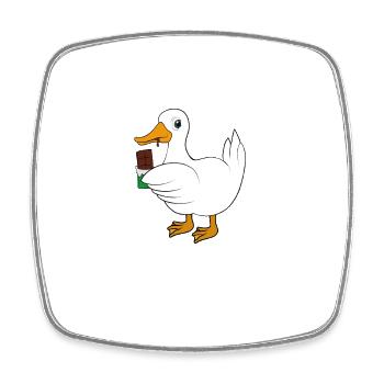 Ente mit Schokolade Spruch - Viereckiger Kühlschrankmagnet - Weiß - Vorne