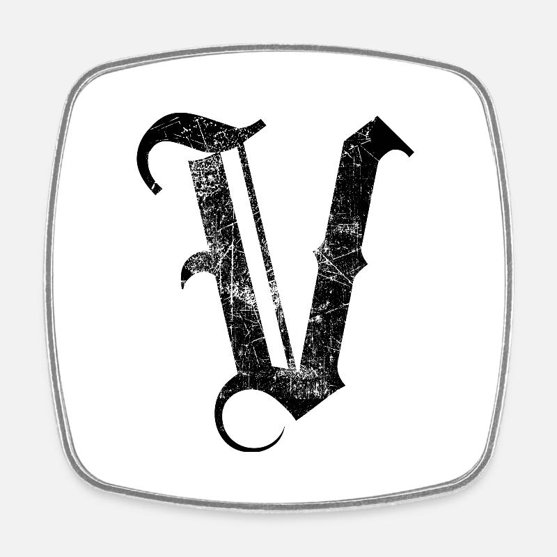 Tshirt alphabet initial V - Magnet carré - blanc