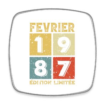 Anniversaire Vintage Idée Cadeau Février 1987 - Magnet carré - blanc - Devant