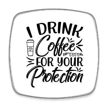 Tshirt Shirt Coffee Slogan Women Men - Square fridge magnet - white - Front