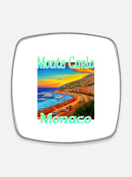 Monte Carlo Sunset in Monaco - Viereckiger Kühlschrankmagnet - Weiß