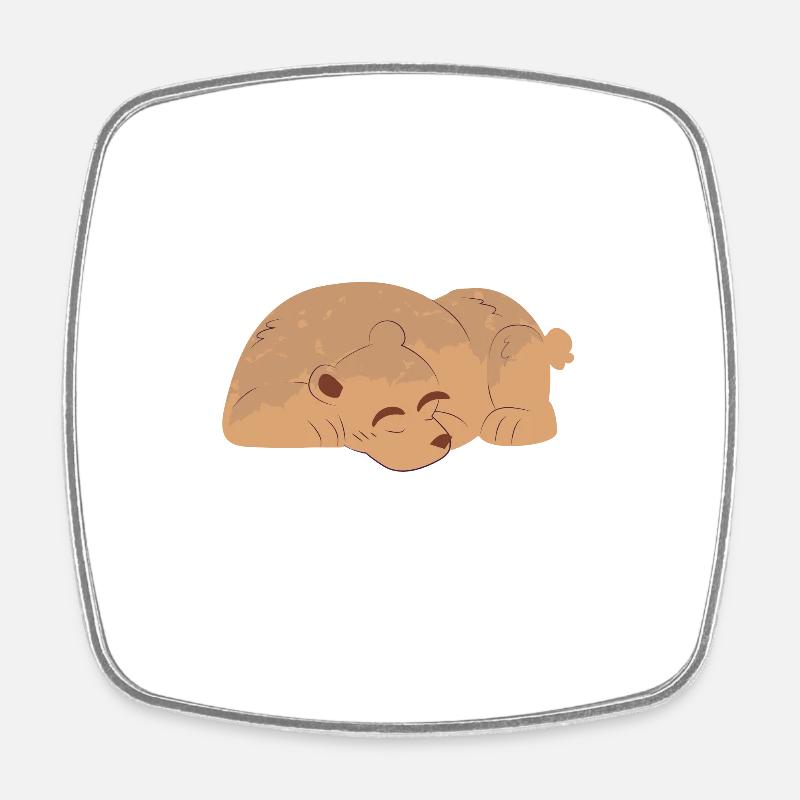 Bear hibernates Sleep, rattle, be lazy - Square fridge magnet - white