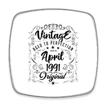Vintage Né(e) en Avril 1991. anniversaire avril. - Magnet carré - blanc - Devant