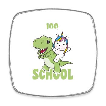100 rawrsome days of school Unicorn Trex 100 Days - Square fridge magnet - white - Front