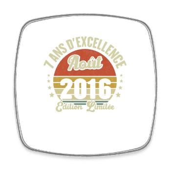 Août 2016 7 Ans Anniversaire Vintage Cadeau - Magnet carré - blanc - Devant