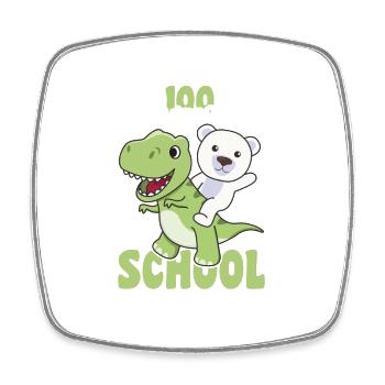 100 rawrsome days of school Polar Bear Trex 100 Days - Square fridge magnet - white - Front