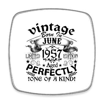 June 1957 | Vintage 1957 | born in June - Square fridge magnet - white - Front