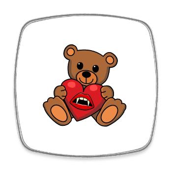 Teddy Heart Vampire Horror Halloween Bloodsucker - Square fridge magnet - white - Front