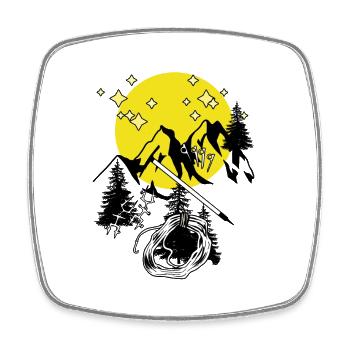 Tyrol Alps Mountains Full Moon Mountains Mountaineer Alm - Square fridge magnet - white - Front