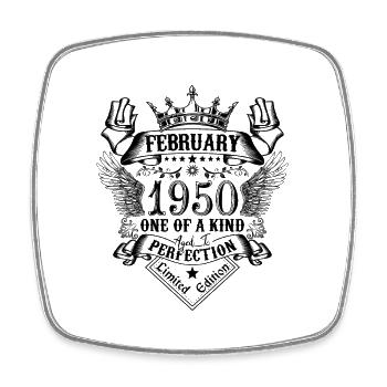 Anniversaire Février 1950 né en Février 1950 - Magnet carré - blanc - Devant