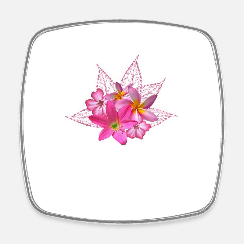 Fleurs tropicales - Fleurs - Fleur - Flore - Magnet carré - blanc