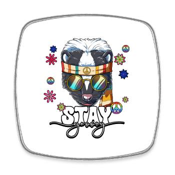 60er 70er Jahre Kostüm Stay Groovy Hippie - Viereckiger Kühlschrankmagnet - Weiß - Vorne