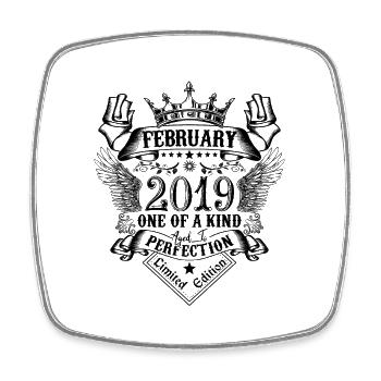 Anniversaire Février 2019 né en Février 2019 - Magnet carré - blanc - Devant