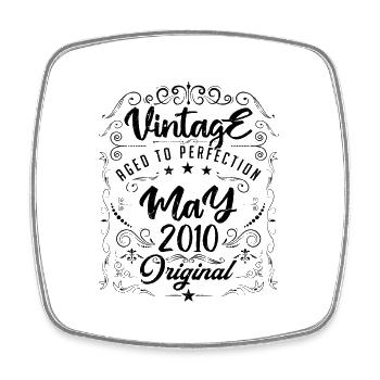 Vintage born in May 2010. Birthday May 2010. - Square fridge magnet - white - Front