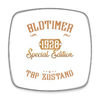 Oldtimer Jahrgang 1928 Vintage Design - Viereckiger Kühlschrankmagnet - Weiß - Vorne