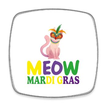 lustige Mardi Gras Niedliche Katze Siamese MEOW MARDI GRAS - Viereckiger Kühlschrankmagnet - Weiß - Vorne