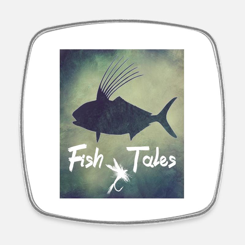 Fishing2 - Square fridge magnet - white