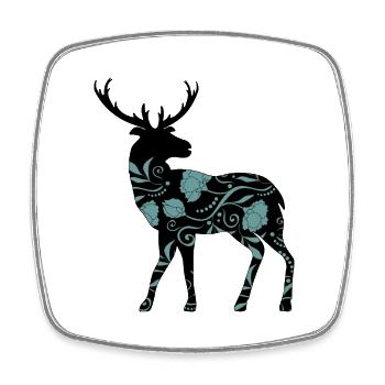 Cerf - Magnet carré - blanc - Devant