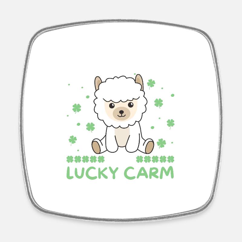 Alpaca is my lucky carm Clover St Patrick's Day - Square fridge magnet - white
