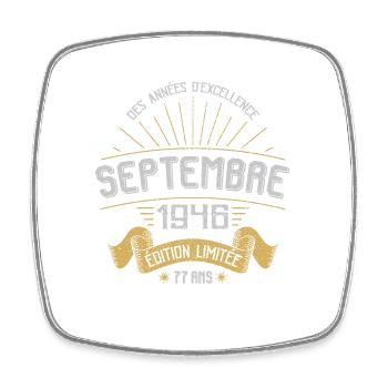 Septembre 1946 77 Ans Anniversaire Vintage Cadeau - Magnet carré - blanc - Devant