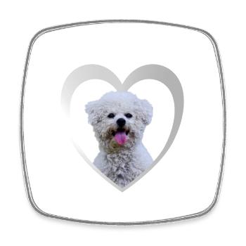 Bichon Frise Heart - J’adore Bichon Frise - Magnet carré - blanc - Devant