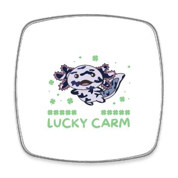 Axolotl is my lucky carm Kleeblatt St Patricks Day - Square fridge magnet - white - Front