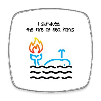 I survived the fire at Sea Parks - Square fridge magnet - white - Front