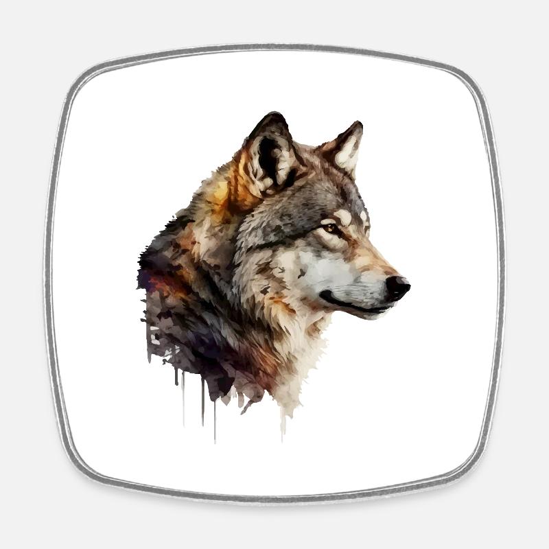 Der Wolf - Viereckiger Kühlschrankmagnet - Weiß