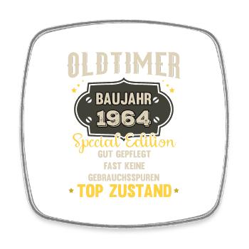 Oldtimer Baujahr 1964 - 59. Geburtstag - Viereckiger Kühlschrankmagnet - Weiß - Vorne