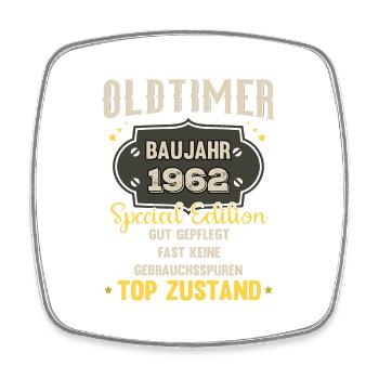 Oldtimer Baujahr 1962 - 61. Geburtstag - Viereckiger Kühlschrankmagnet - Weiß - Vorne