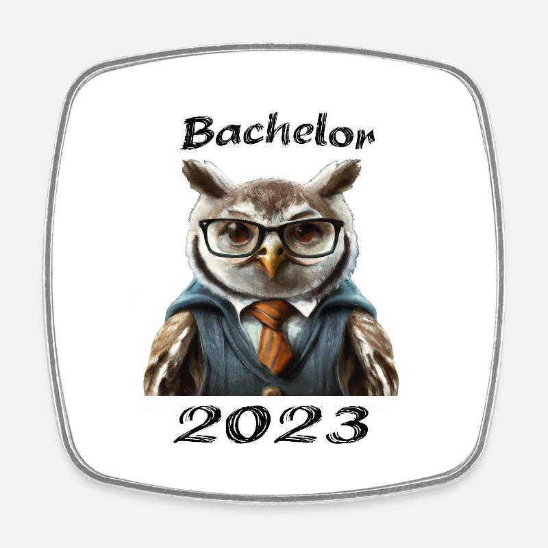 Bachelor 2023 Owl - Square fridge magnet - white