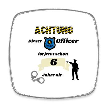 Polizei - 6. Geburtstag, für coole Polizisten - Viereckiger Kühlschrankmagnet - Weiß - Vorne