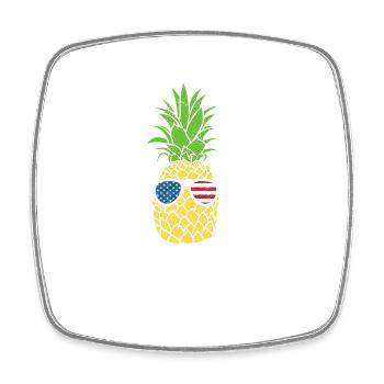 Ananas Sonnenbrille 4. Juli US Patriotisch Aloha - Viereckiger Kühlschrankmagnet - Weiß - Vorne