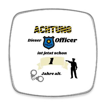 Polizei - 1. Geburtstag, für coole Polizisten - Viereckiger Kühlschrankmagnet - Weiß - Vorne