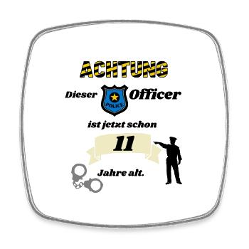 Polizei - 11. Geburtstag, für coole Polizisten - Viereckiger Kühlschrankmagnet - Weiß - Vorne