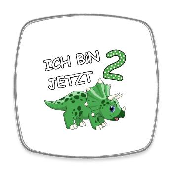 Ich bin jetzt 2 Dino Motiv für Baby's / Jungs - Viereckiger Kühlschrankmagnet - Weiß - Vorne