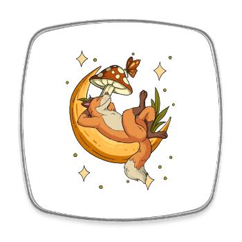 Cottagecore Renard - Magnet carré - blanc - Devant